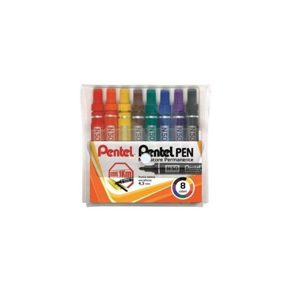 Pentel Permanent markör i assorterade färger 2 mm förpackning om 8