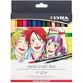 Miniatyrbild 1 av 2: LYRA Aqua Brush Duo - Etui med 12 assorterade dubbelspetsiga filtpennor - Mangaurval