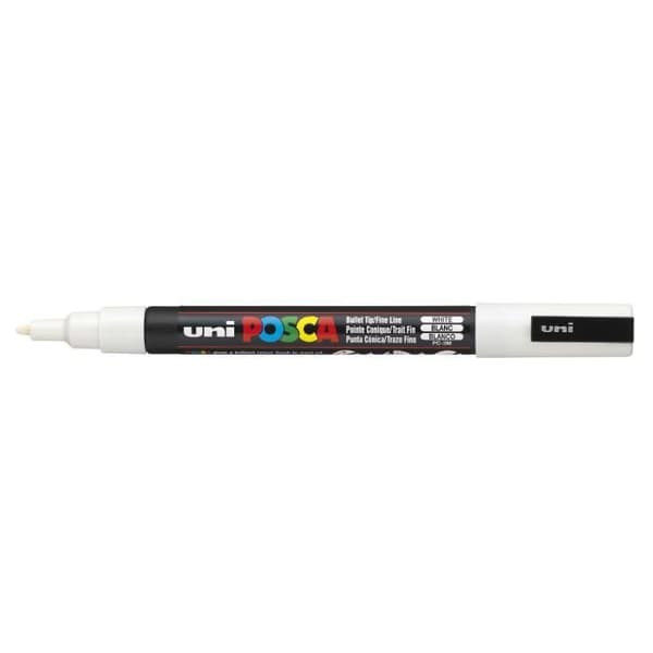Set med 6 st PC3M fina koniska spetsmarkörer 0,9 - 1,3 mm Vit