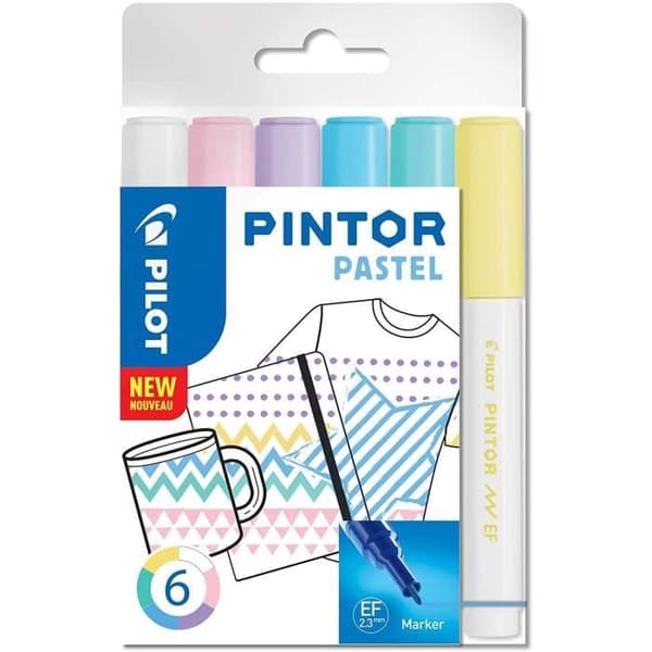 PIGMENTMARKÖRER PINTOR Extra fin PASTELL - PILOT - Förpackning med 6