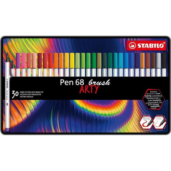 Feutre pinceau Pen 68 brush ARTY, metallväska med 30 st