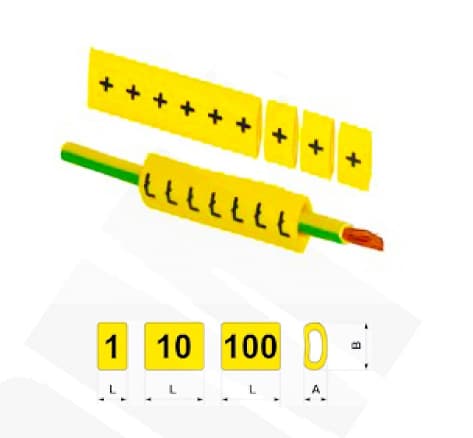 Trådmærke OZ-0 1-10 gul 100stk