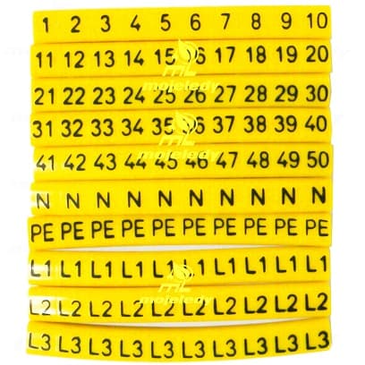 Trådmærke OZ-0 1-50 L1 L2 L3 N PE 100stk