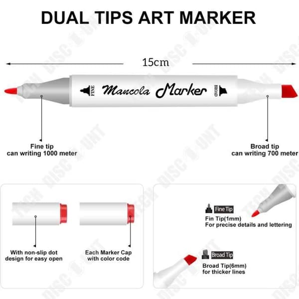 Set med dubbelhuvud alkoholmarker, akvarellfärg, graffiti-markers, 80 markers.