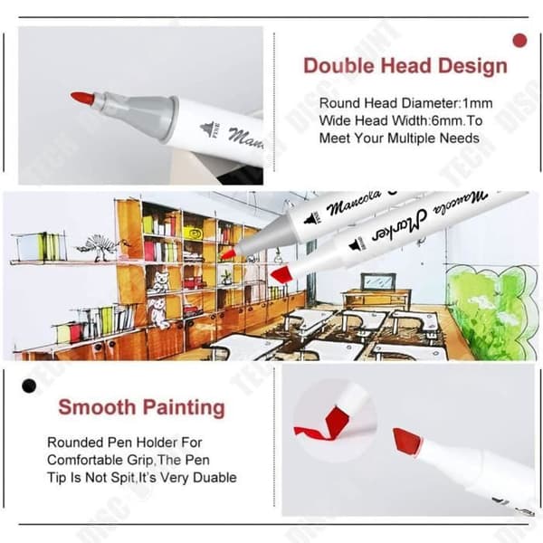 TD® Dual Head Oilly Alcohol Marker Pen Set Akvarell Pen Paint Graffiti Marker 80 Färg Marker Penna