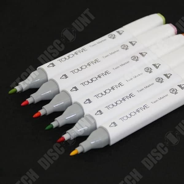 TD®-set med 80 alkoholmarkörer med dubbla spetsar/animationskonstskiss TH 230/5 Generation Oily Double Head Set-Vit