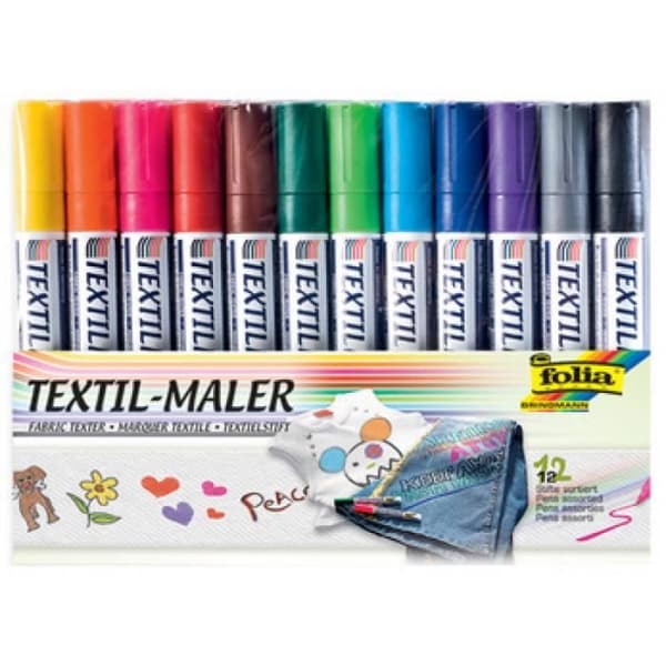 folia Märkpennor för textilier, set om 6, assorterade 0,000000 Svart