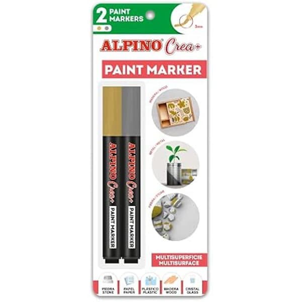 Markörer - ALPINO - Färgpennor - 2 enheter - Guld och Silver - Spets 2-3 mm
