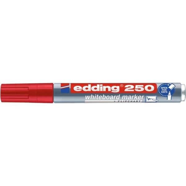 Förpackning med 10 vita tavelsmarkörer 250 röd 1,5-3 mm