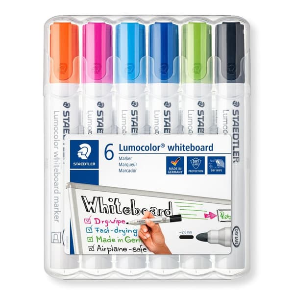 Staedtler v2 kuivapoistomerkki tauluille 6 väriä kotelo