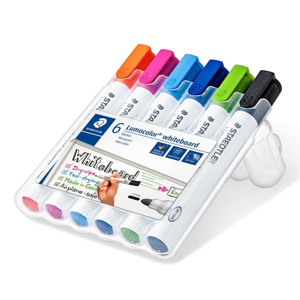 Staedtler v2 kuivapoistomerkki tauluille 6 väriä kotelo