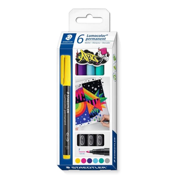 Lumocolor F permanent markör MIX 6 st Staedtler