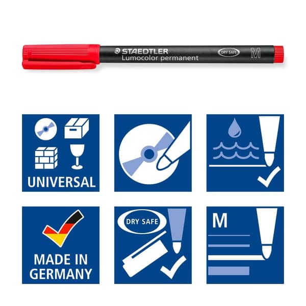 Lumocolor M permanent MIX tusch 6 stk Staedtler