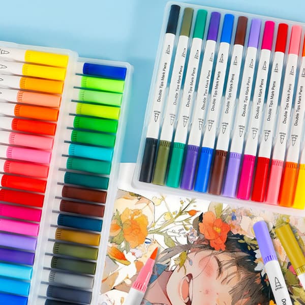 INF Dual Tip Art Markers: 72 Farver Pensel & Fine Tip Penne