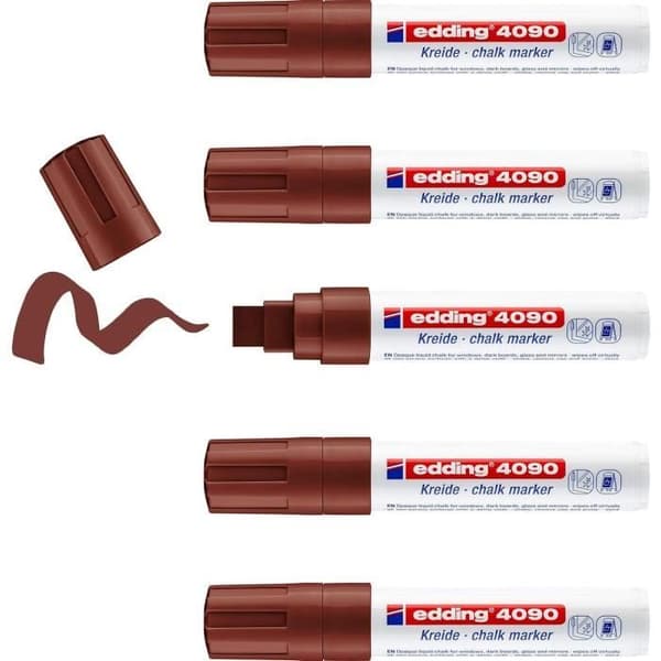 Pack med 5 flytande kritmarkörer 4090 brun 4-15 mm