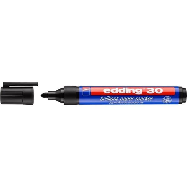 Förpackning med 10 Papper-markerare bläck glänsande 30 svart 1,5-3 mm