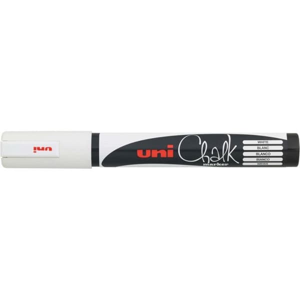Universell flytande krita markerare Uni-Ball Chalk med medelspets 1,8 till 2,5 mm - paket med 4 assorterade klassiska färger - assorterade