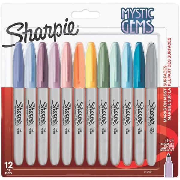 Sharpie 12 Mystic Gem Special Edition permanenta markörer, olika färger, fin spets