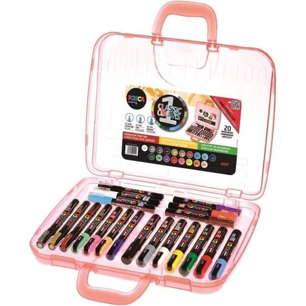 POSCA-markörer - Etui om 20 - Sortiment av 3 spetsstorlekar - Olika färger