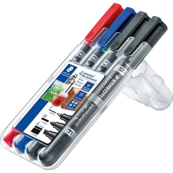 Permanent marker - STAEDTLER - Lumocolor 348 SWP4 - Multicolor - Water-resistant - 4 markers included