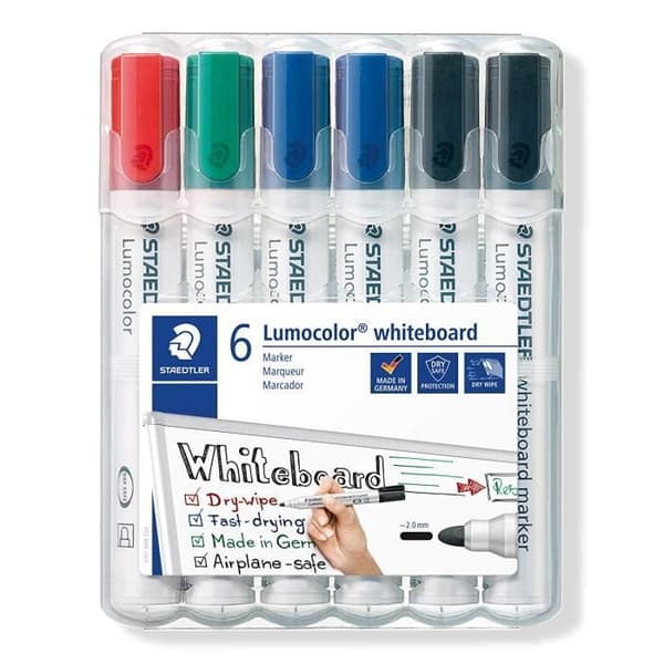 Staedtler Lumocolor 351 Whiteboard-markör Kulspets Ca. Whiteboards, 351 WP6X Whiteboard-markörer, 6-pack