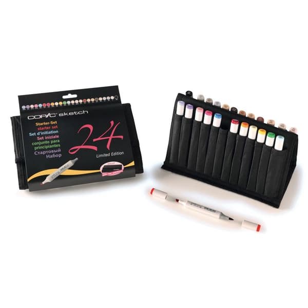 Set av 24 Manga Copic Sketch-markörer De viktigaste + pennfodral