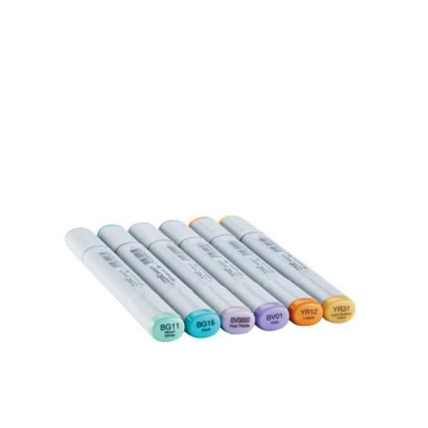 "Sketchpenn - COPIC - Kit med 6 - Färger Pale Pastels - Opaque - Vattenfast"