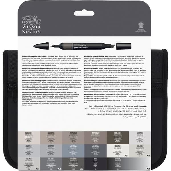 WINSOR &amp; NEWTON Promarker svart och grå plånbok - 24 st