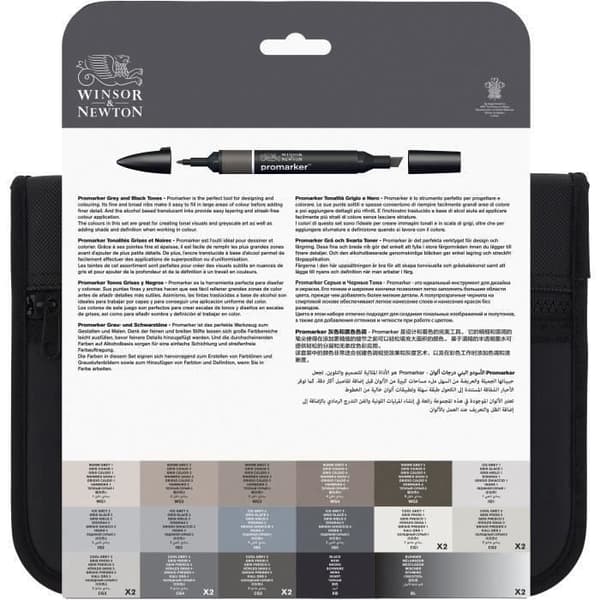 WINSOR &amp; NEWTON Promarker svart och grå plånbok - 24 st