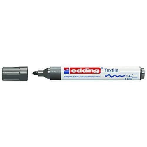 Edding e-4500 förpackning med 10 permanenta textilmarkörer med kulspets 2 till 3 mm Grå