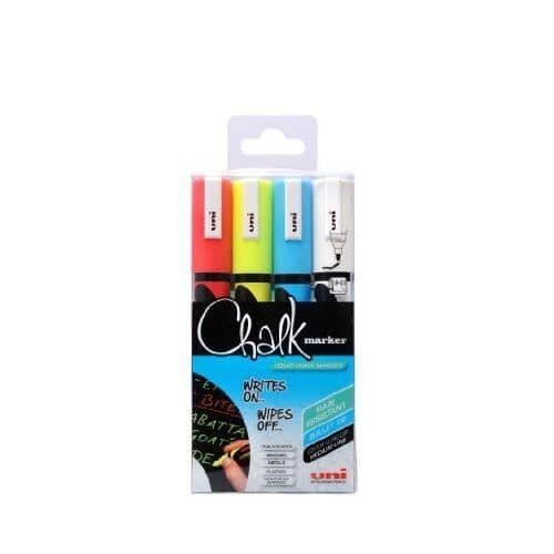 Uni-Ball Chalk Marker Medium Tip 4-pack blandade färger (UK Import)