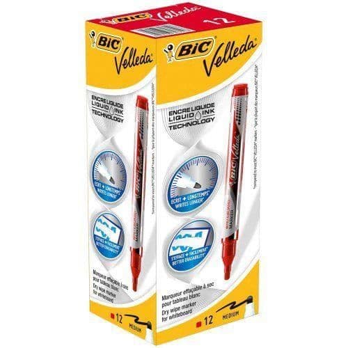 Dry Erase Marker Pen - Bic - Velleda Liquid Ink Pocket - Box med 12 - Röd - Opak