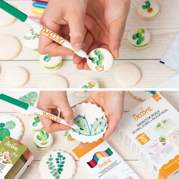 Decora - 1255001 - Paket med 6 matmarkörer, olika färger, perfekt för att rita på kakor, kex och sockrade mandlar
