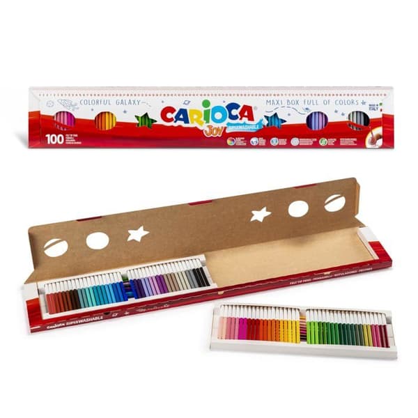 Markör - tuschpenna Carioca 93586 Kit med 100 tvättbara Joy Markers, Flerfärgad