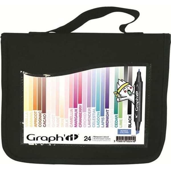 Alkoholmarkörer - Graph'it - MANGA - 24 färger - Outplånlig - Opak