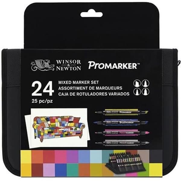 Sortiment av WINSOR &amp; NEWTON markörer - Blandat - 12 markörer - Genomskinliga färger - Vuxen - Studera