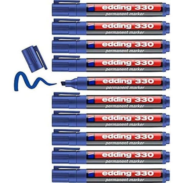 Permanent marker - EDDING - 330 - 10 pennor - snedspets 1-5 mm - vattentålig och friktionsbeständig