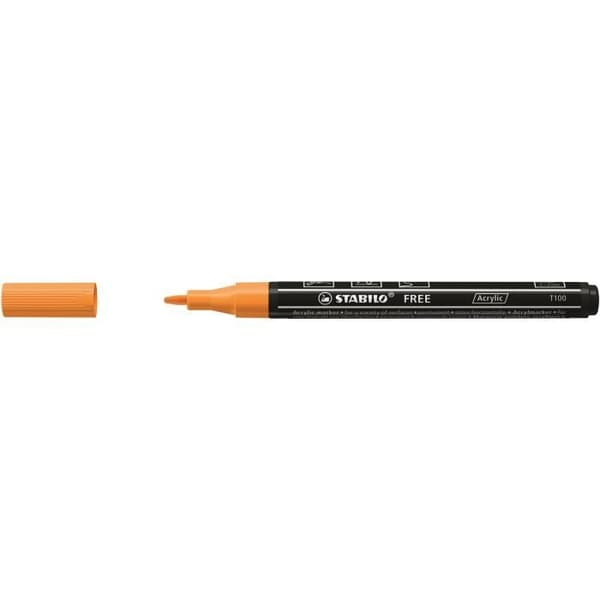 Markör - STABILO - FREE - Fin spets - Orange - Ogenomskinlig