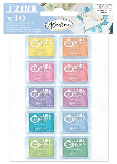 Aladine - 03977 - Set med 10 Snabbtorkande Pastell Stämpeldynor för Scrapbooking, Bullet Journal, Kreativa Hantverk, Pastell