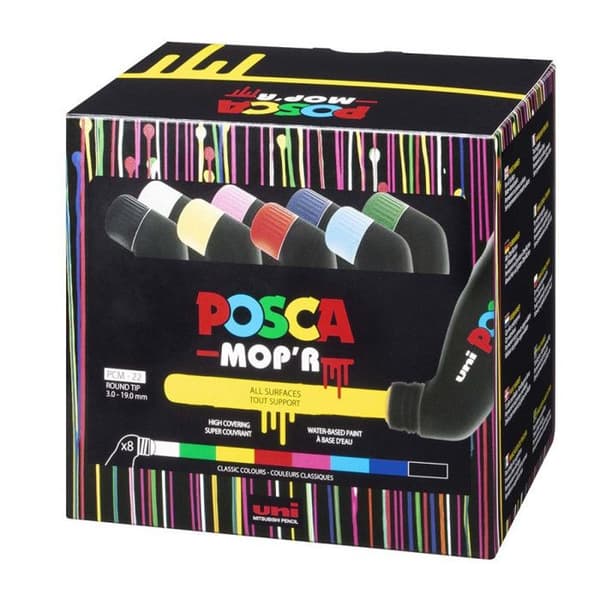 8 markörer - POSCA - MOP'R - PCM-22 - Färgsortiment