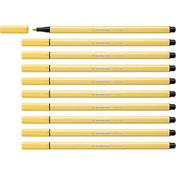Ritpenna - STABILO Pen 68 - Set x 10 färgpennor med medium spets - ljusgul