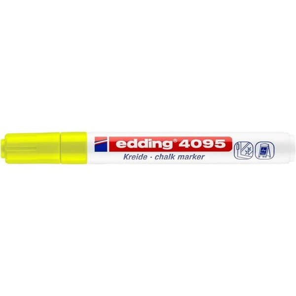 Flytande krita - edding - 4095 - Fluorescerande gul - Förpackning med 10 - Mellanstor spets