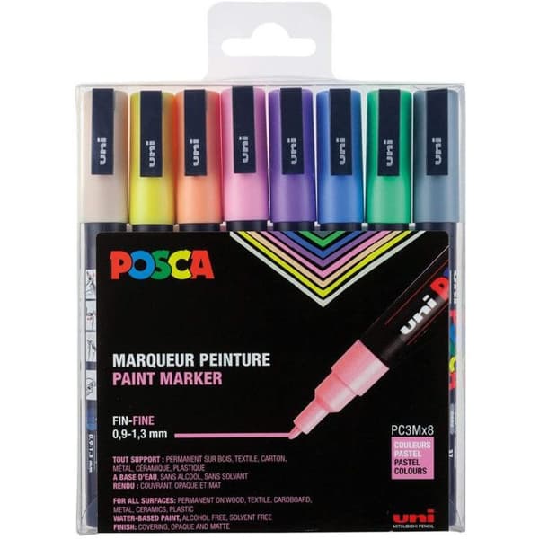 Set med 8 PC3M Markers Fin konisk spets Pastellfärger