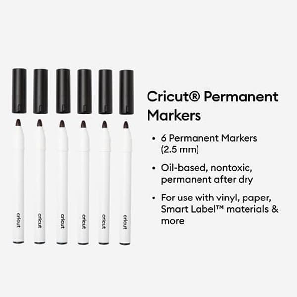 Ouppfyllbar marker - CRICUT - 2008877 - Svart - 6 st - Ogenomskinlig