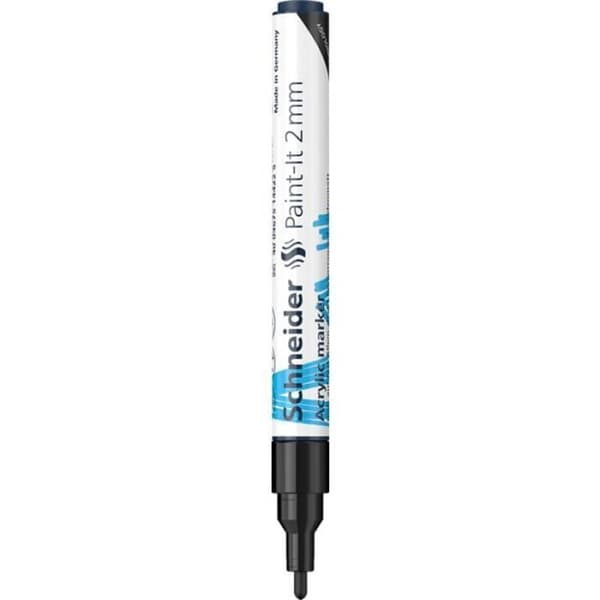 Acrylmarkörer - Paint-It - 310 - 2 mm - Svart - Oföränderlig - Opaque