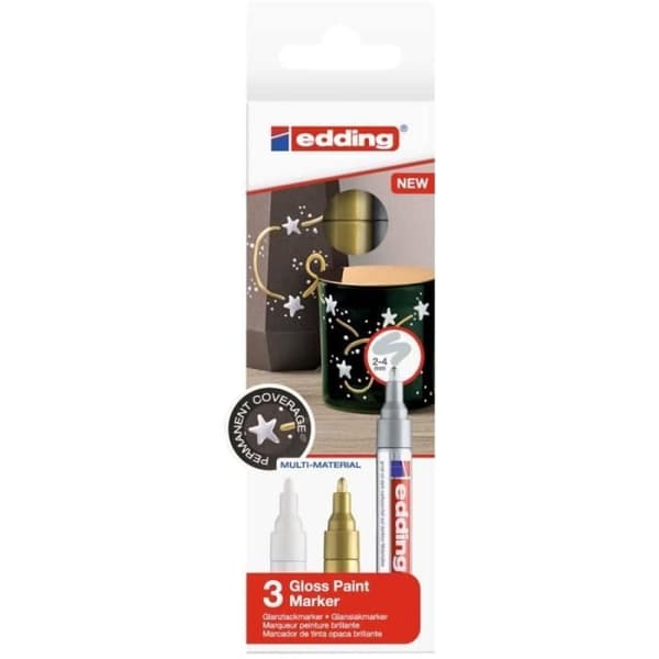 Målarpennor - Edding - 750 - Medium spets - 3 st - Opaqu - Oföränderlig