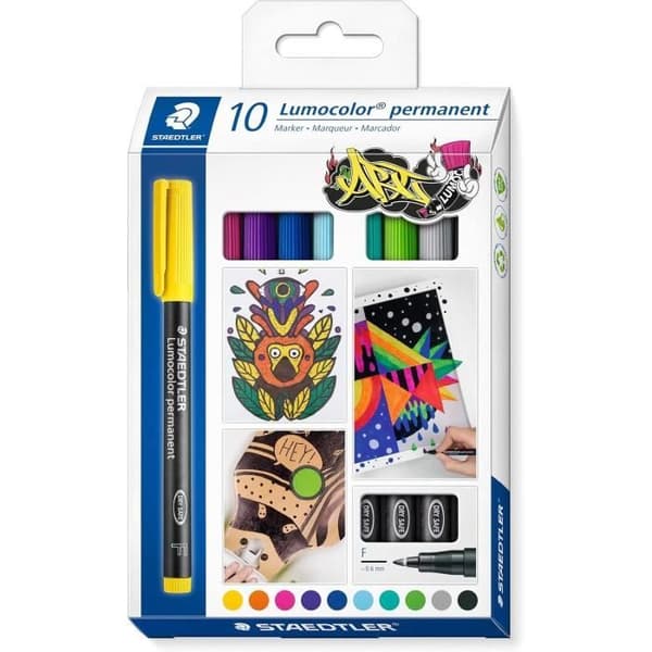 Permanent markör - STAEDTLER - 318F Lumocolor - 0,6 mm kulspets - Opak - Outplånlig
