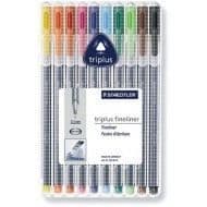 Markörer - Staedtler - triplus fineliner 334 - Hårt fodral med 10 markörer - Diverse färger