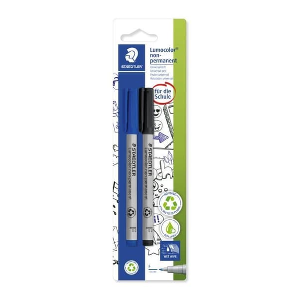 Fina markörer för STAEDTLER Lumocolor overheadprojektionsfilm - 2 delar - Vattenlösligt bläck