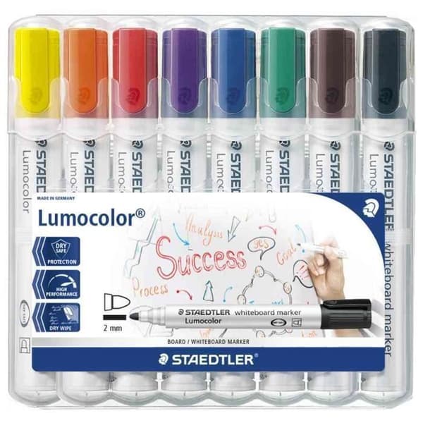 Lumocolor 351 Whiteboard Marker Ogive Paste 2 mm Assorted - STAEDTLER - Etui om 8